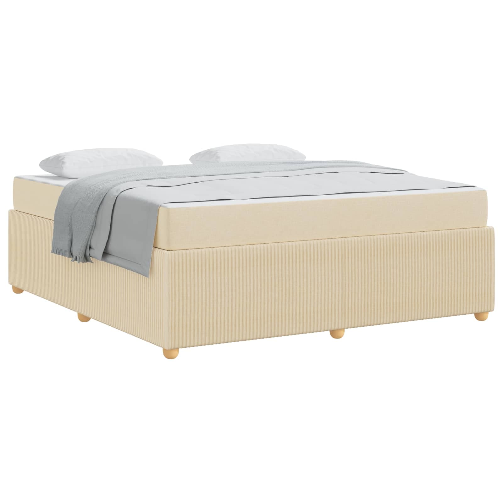 vidaXL Estrutura da Cama com colchão Creme 180 x 200 cm tecido