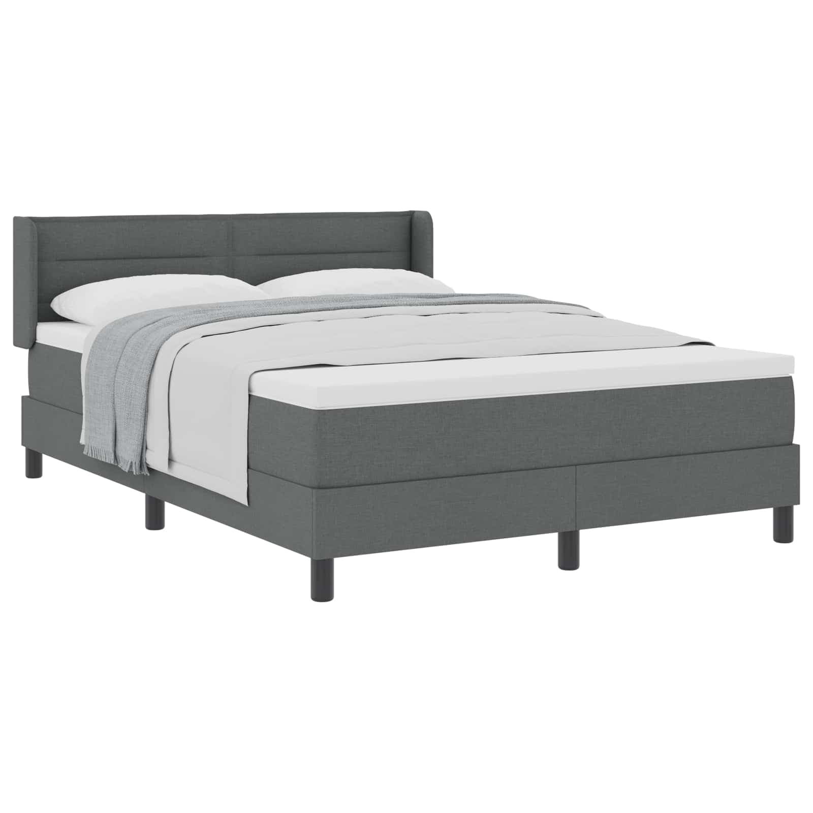 vidaXL Cama Box com cabeceira Manual Cinza Escuro 200 x 140 cm tecido
