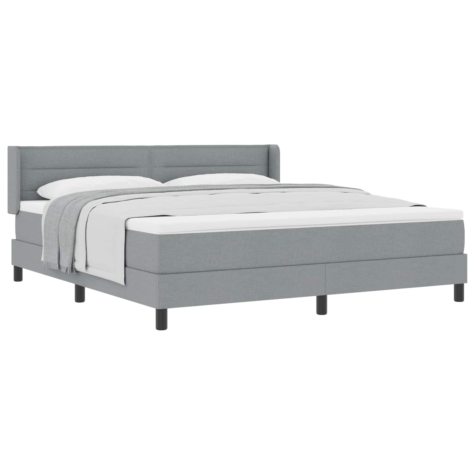 vidaXL Cama Box com cabeceira Cinzento-claro 200 x 180 cm tecido