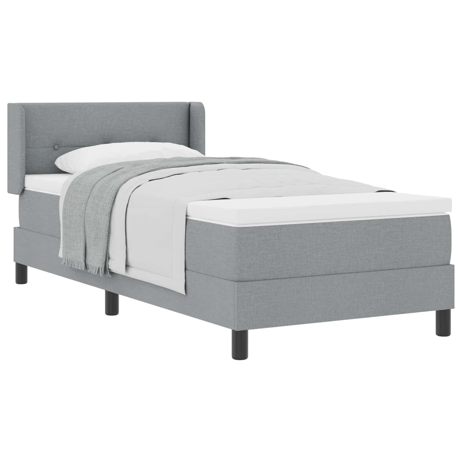 vidaXL Cama Box com cabeceira Manual Cinzento-claro 200 x 90 cm tecido