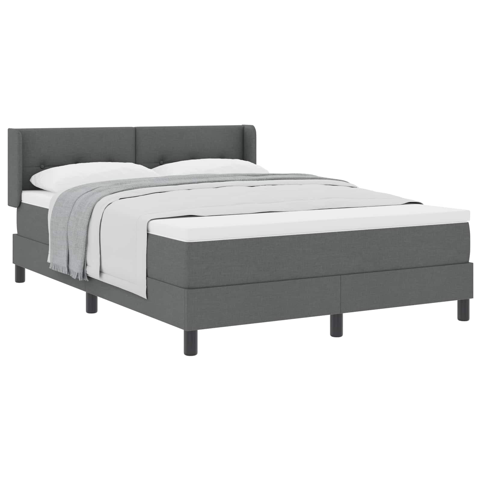 vidaXL Cama Box com cabeceira Manual Cinza Escuro 200 x 160 cm tecido