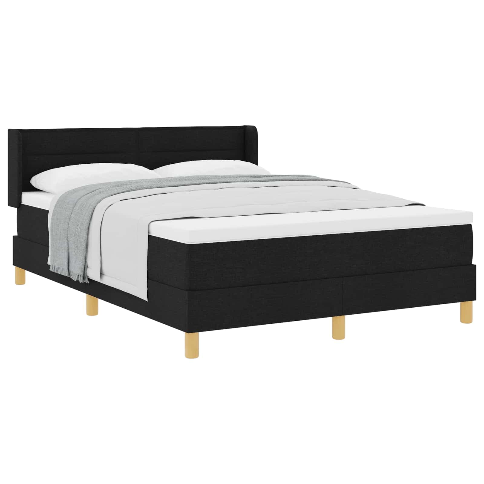 vidaXL Cama Box com colchão com cabeceira Preto 200 x 140 cm tecido