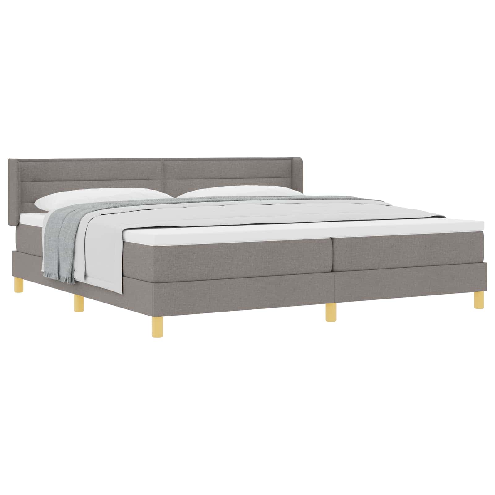 vidaXL Cama Box com colchão Cinzento-acastanhado 200 x 200 cm tecido