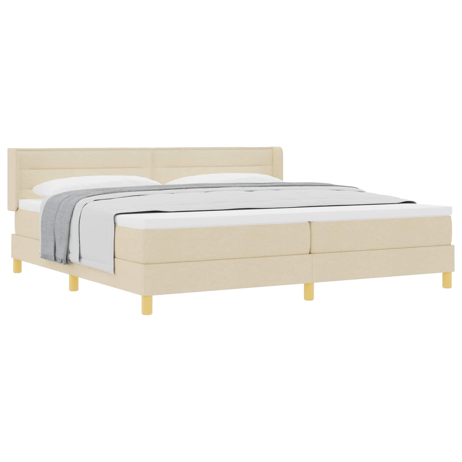 vidaXL Cama Box com colchão com cabeceira Creme 200 x 200 cm tecido