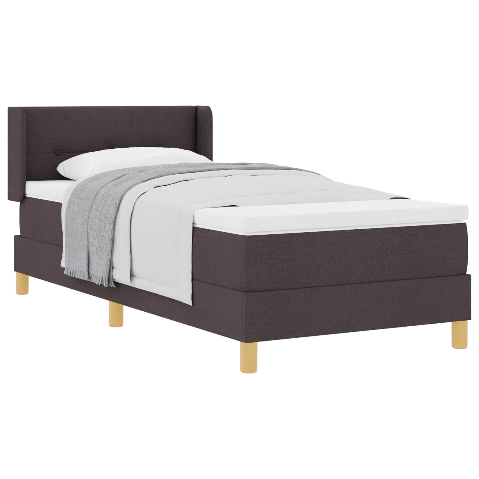 vidaXL Cama Box com colchão Marrom Escuro 200 x 100 cm tecido