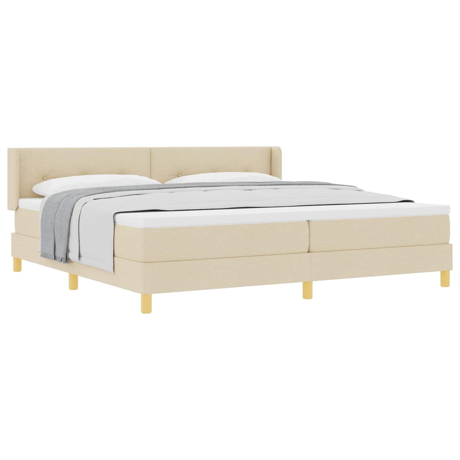 vidaXL Cama Box com colchão com cabeceira Creme 200 x 200 cm tecido