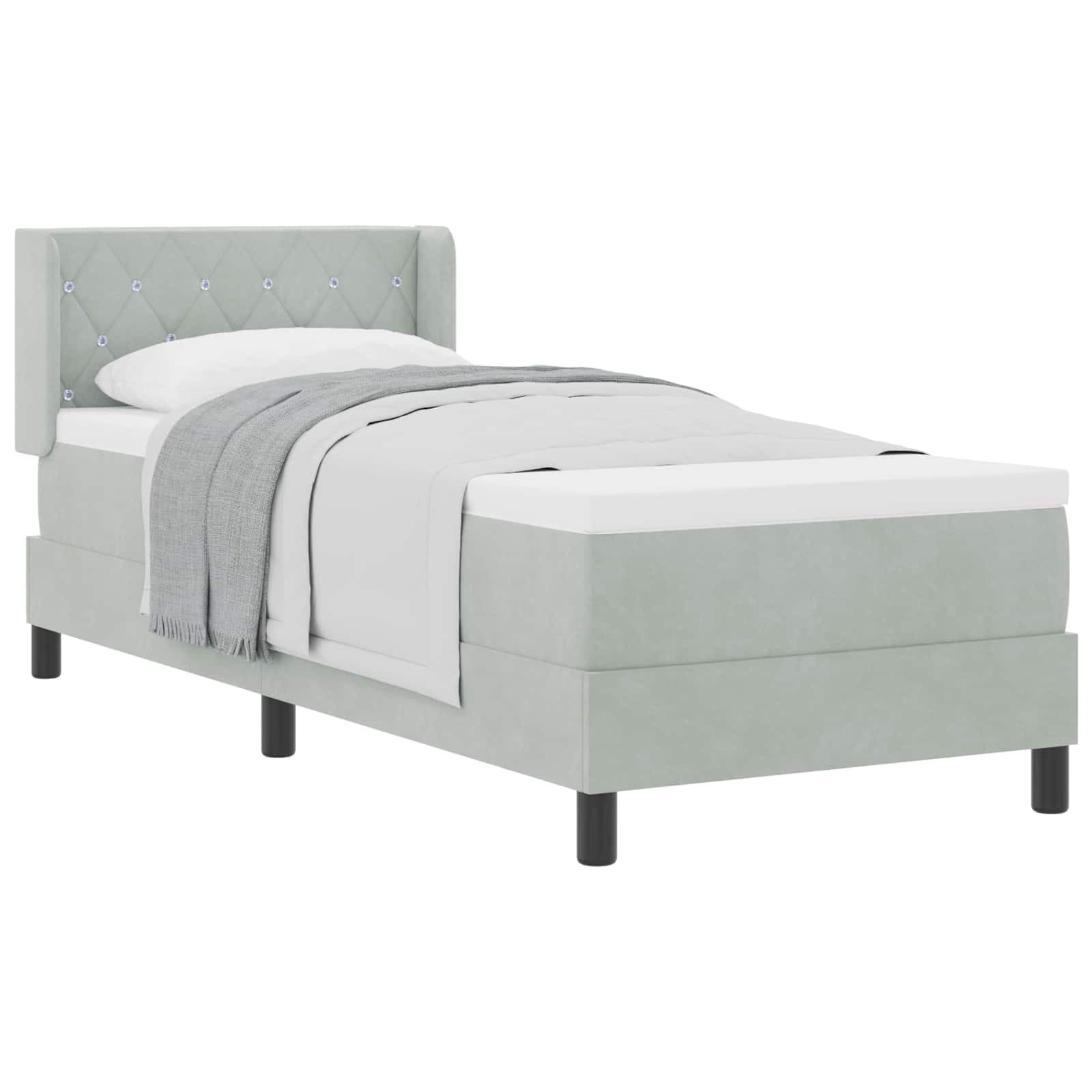 vidaXL Cama Box com cabeceira Manual Cinzento-claro 200 x 80 cm Veludo