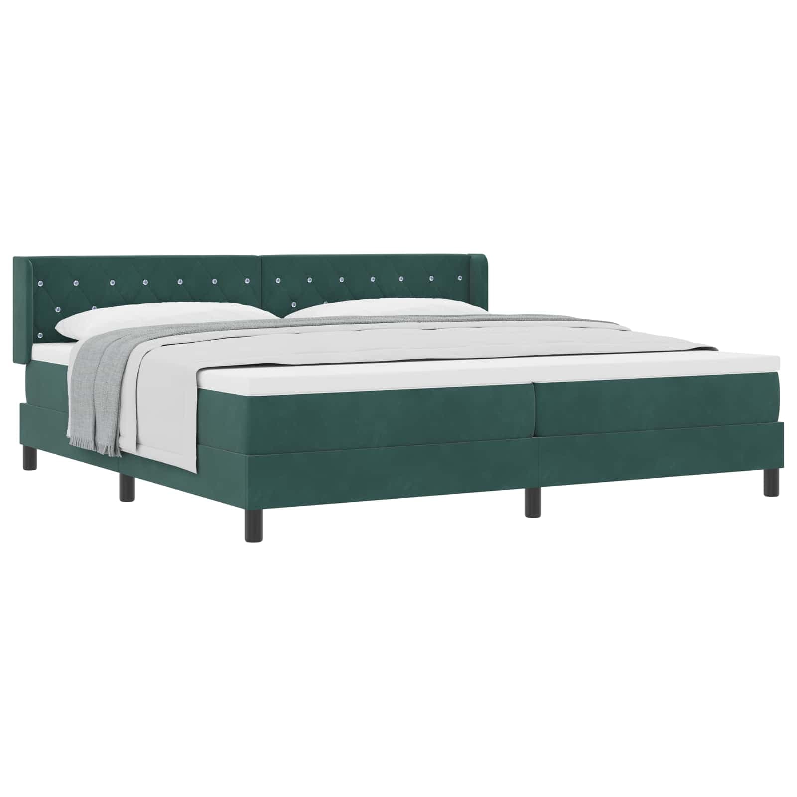 vidaXL Cama Box com cabeceira Manual Verde Escuro 200 x 200 cm Veludo