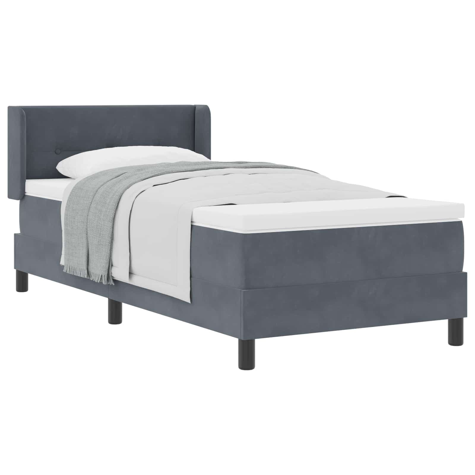 vidaXL Cama Box com cabeceira Manual Cinza Escuro 200 x 80 cm Veludo
