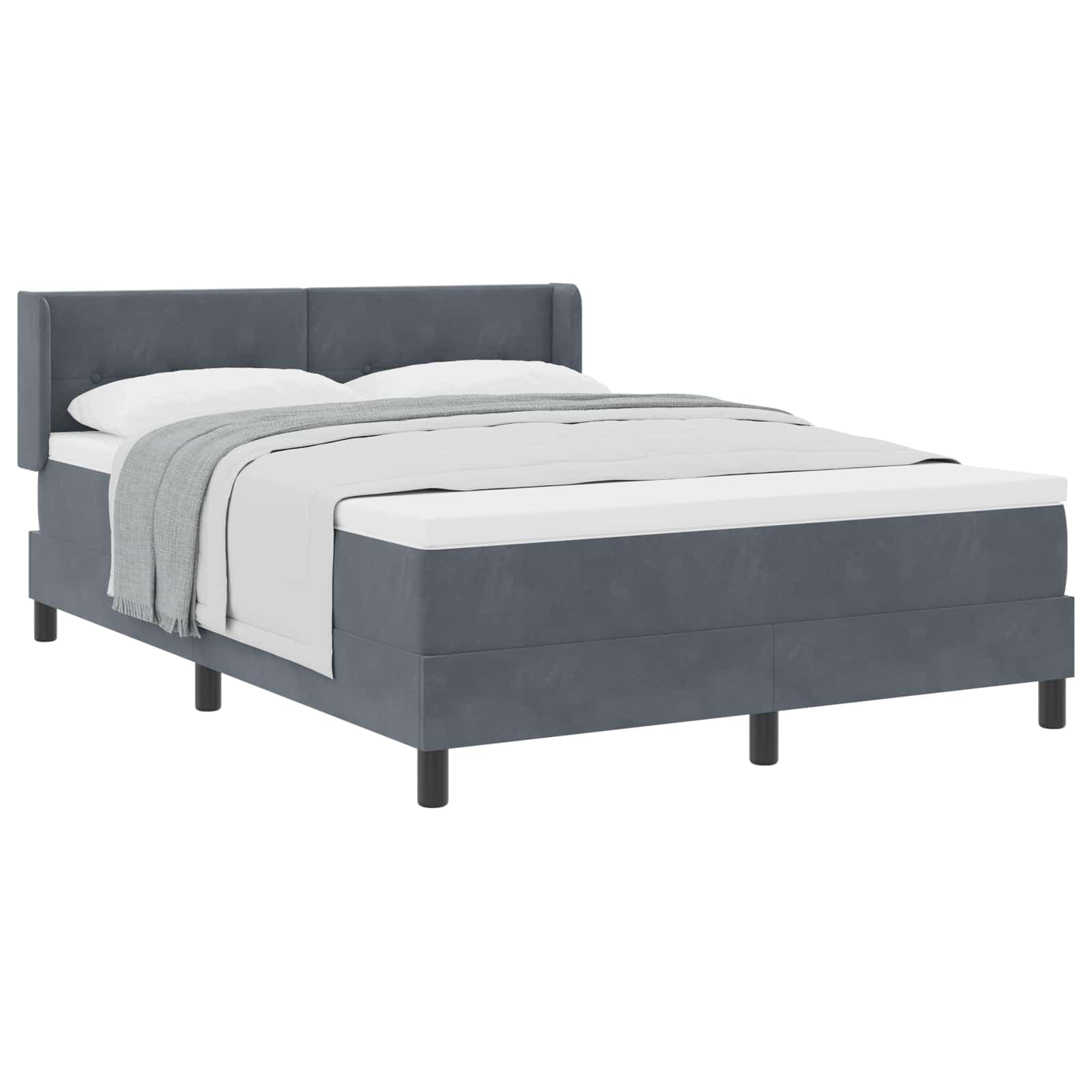 vidaXL Cama Box Spring com Colchão Cinza Escuro 140x190 cm Veludo - 1351973745