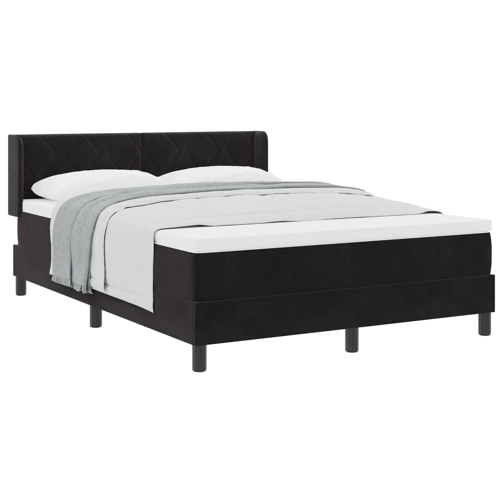 vidaXL Cama Box com cabeceira Manual Preto 200 x 140 cm Veludo
