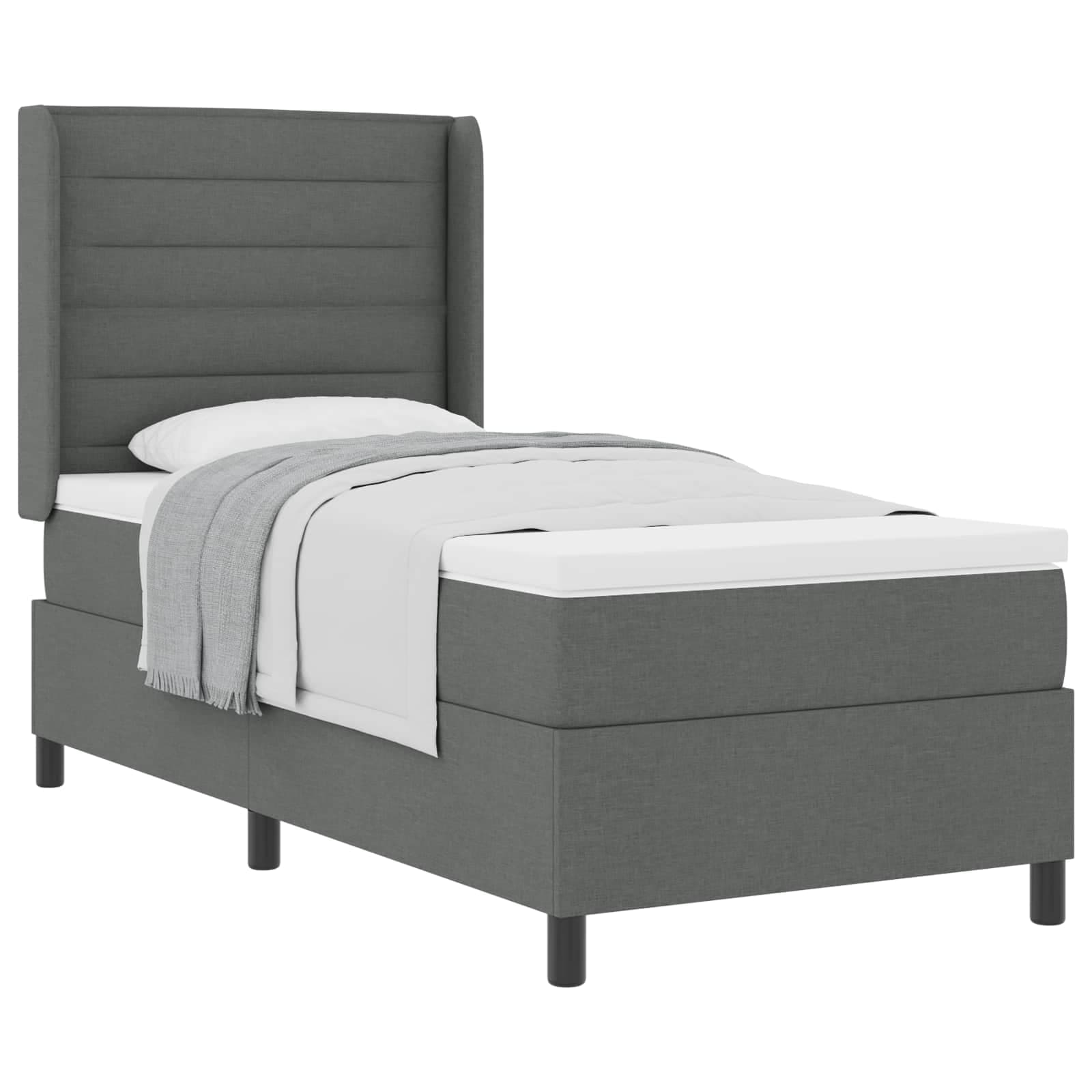 vidaXL Cama Box com colchão Cinza Escuro 200 x 80 cm tecido