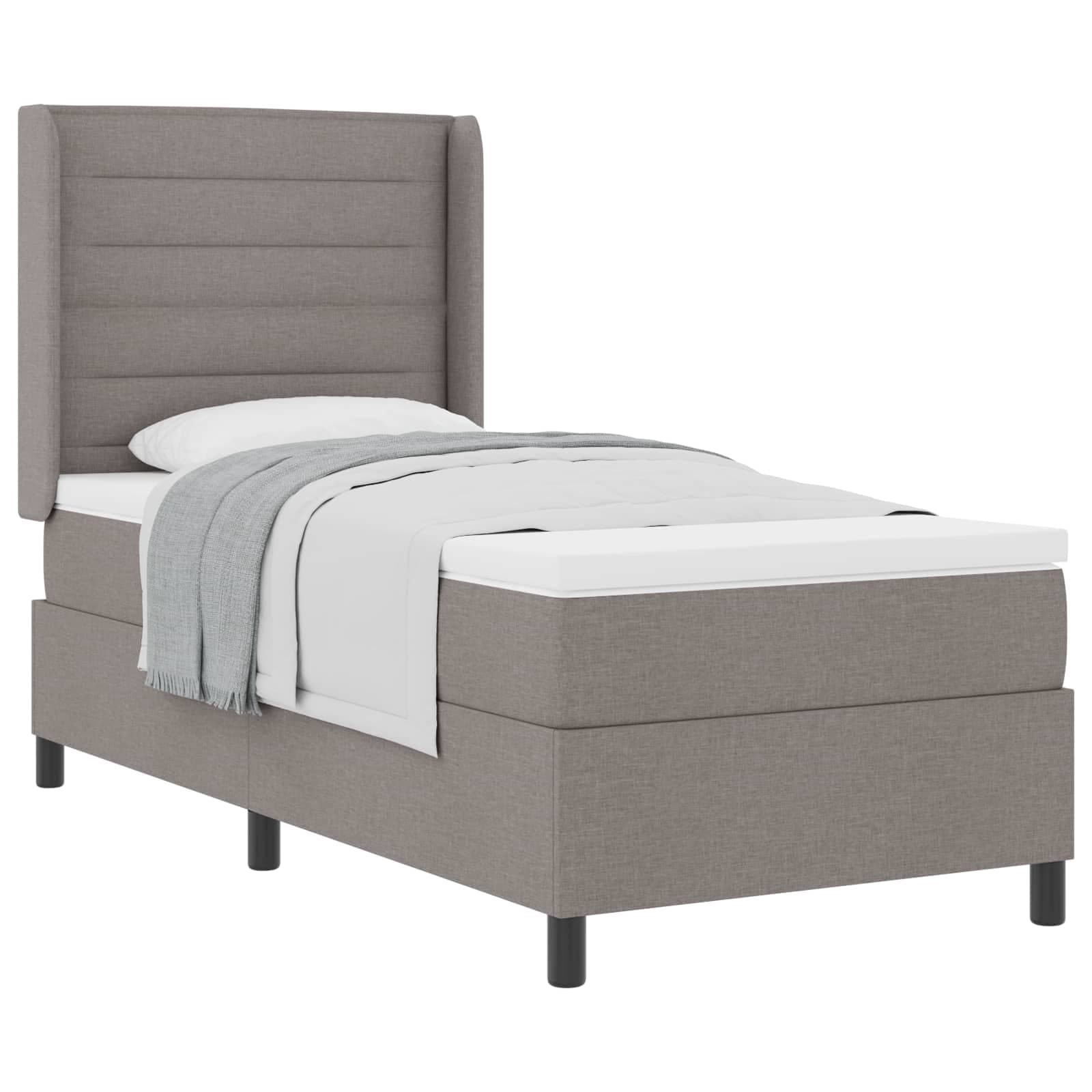 vidaXL Cama Box com Colchão Taupe 100x200 cm Tecido - 2789359915