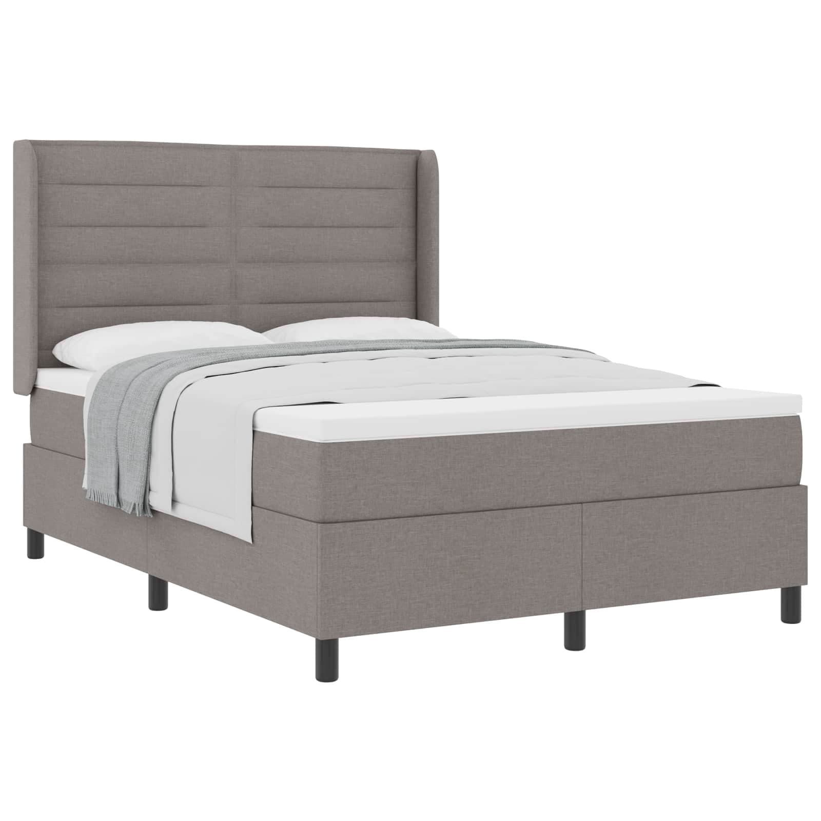 vidaXL Cama Box Spring com Colchão Taupe 140x190 cm Tecido - 3751737743