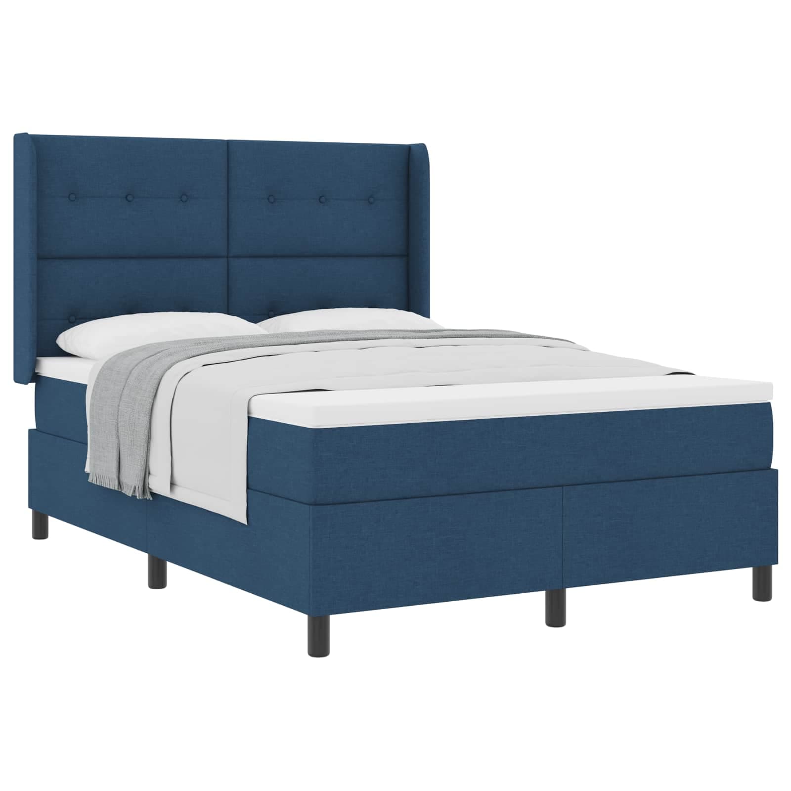 vidaXL Cama Box com colchão com cabeceira Azul 190 x 140 cm tecido
