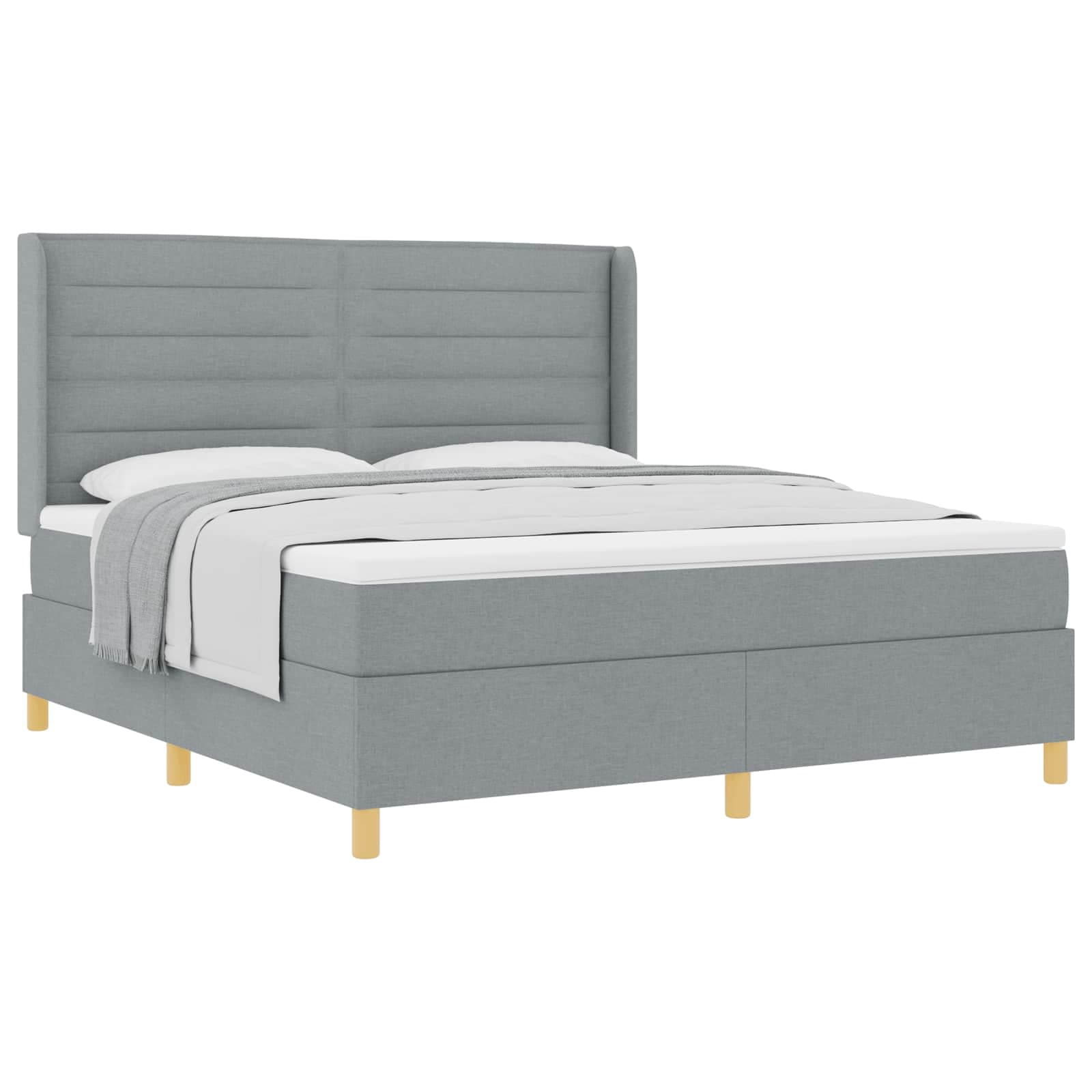 vidaXL Cama Box com colchão Cinzento-claro 180 x 200 cm tecido