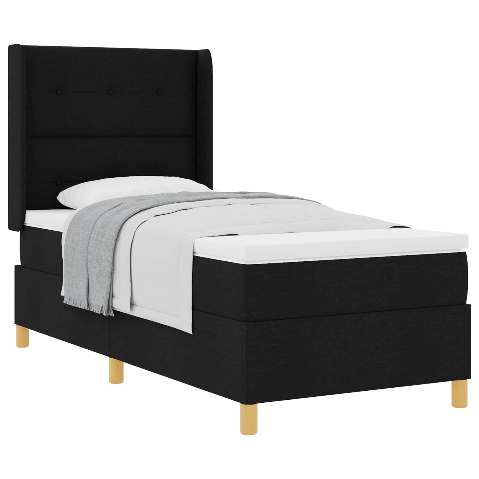 vidaXL Cama Box com colchão com cabeceira Preto 80 x 200 cm tecido