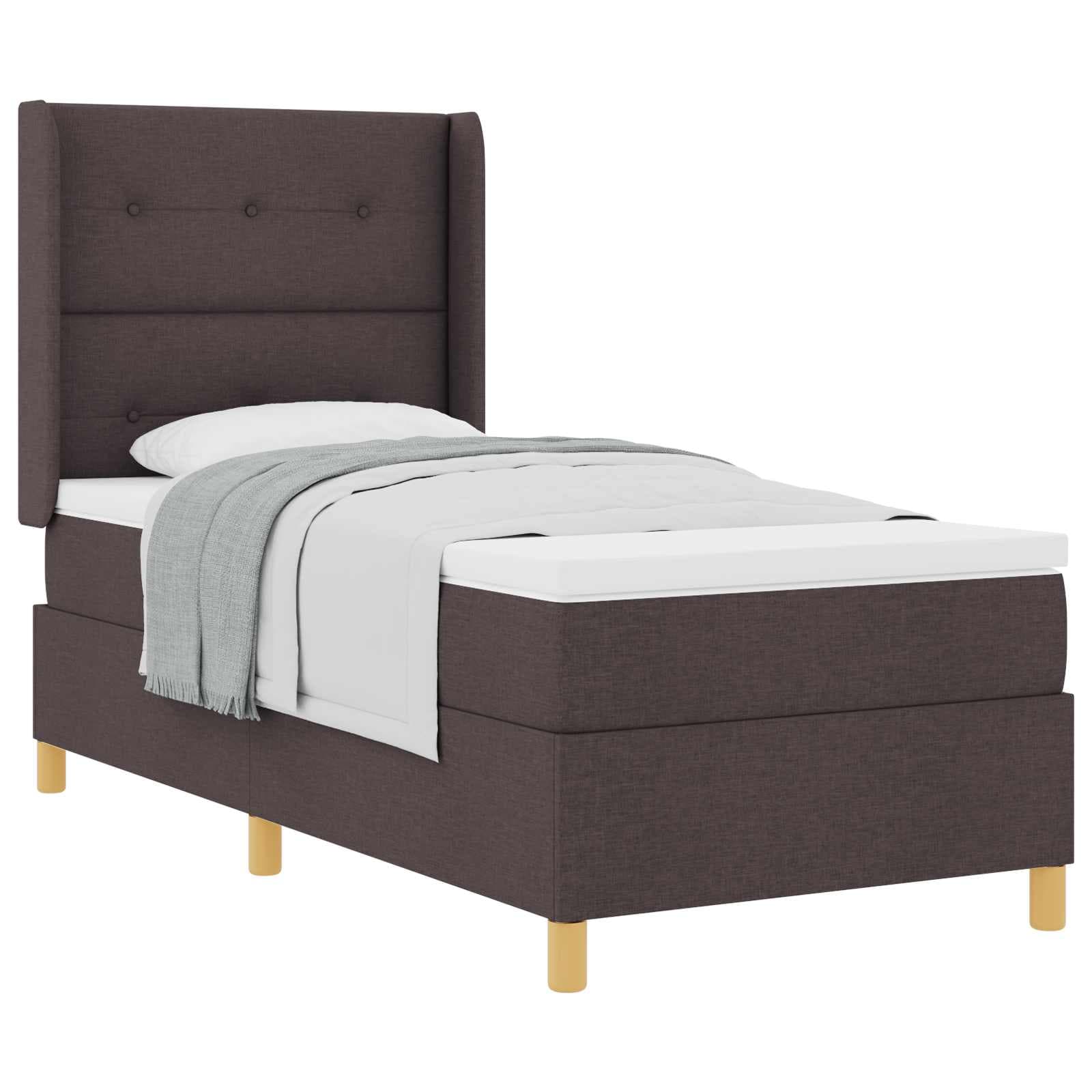 vidaXL Cama Box com colchão Marrom Escuro 90 x 190 cm tecido