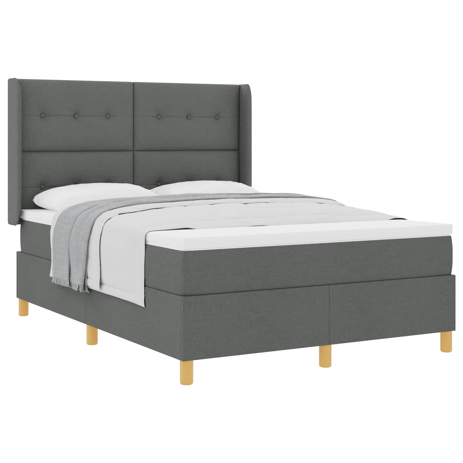 vidaXL Cama Box com colchão Cinza Escuro 140 x 200 cm tecido