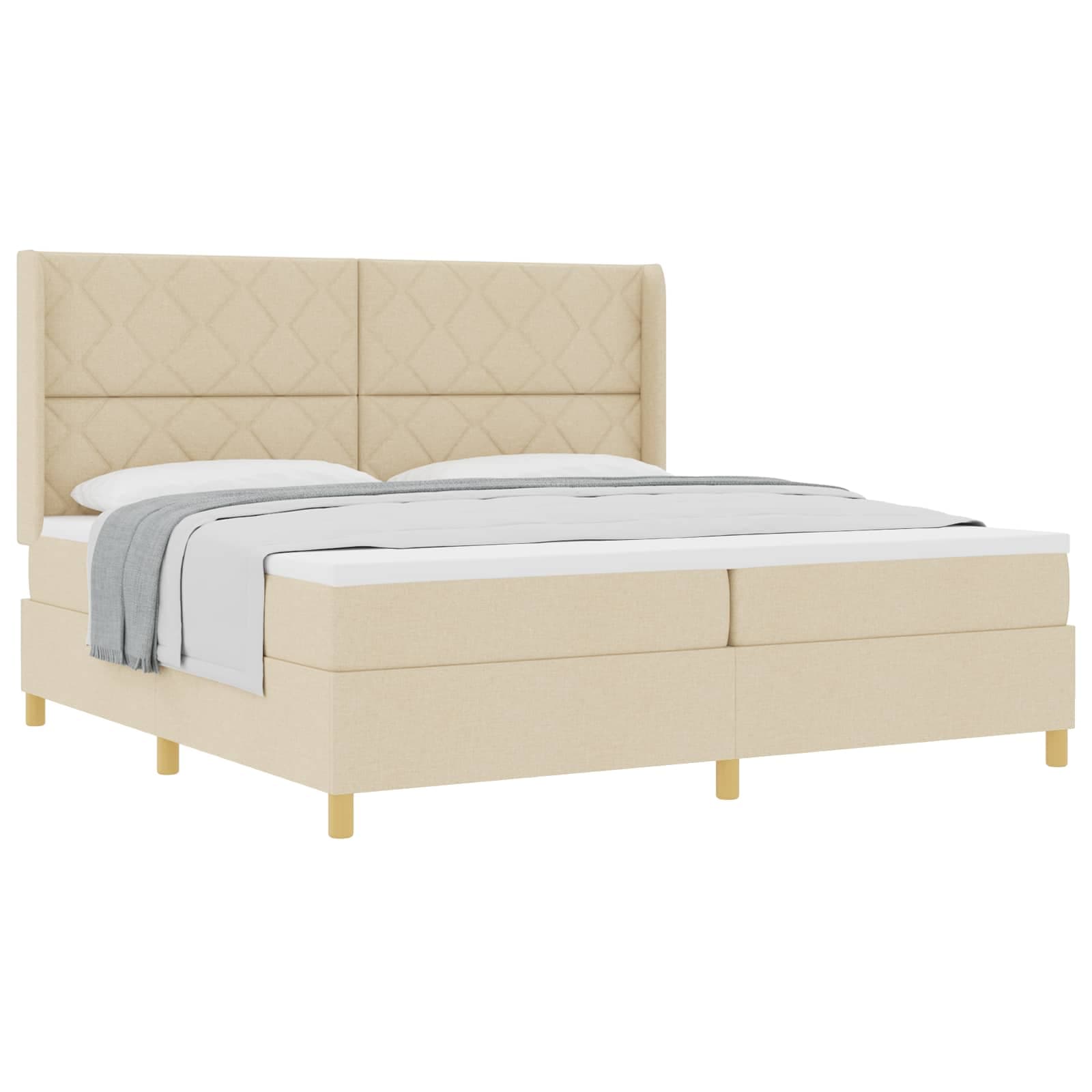 vidaXL Cama Box com colchão com cabeceira Creme 200 x 200 cm tecido