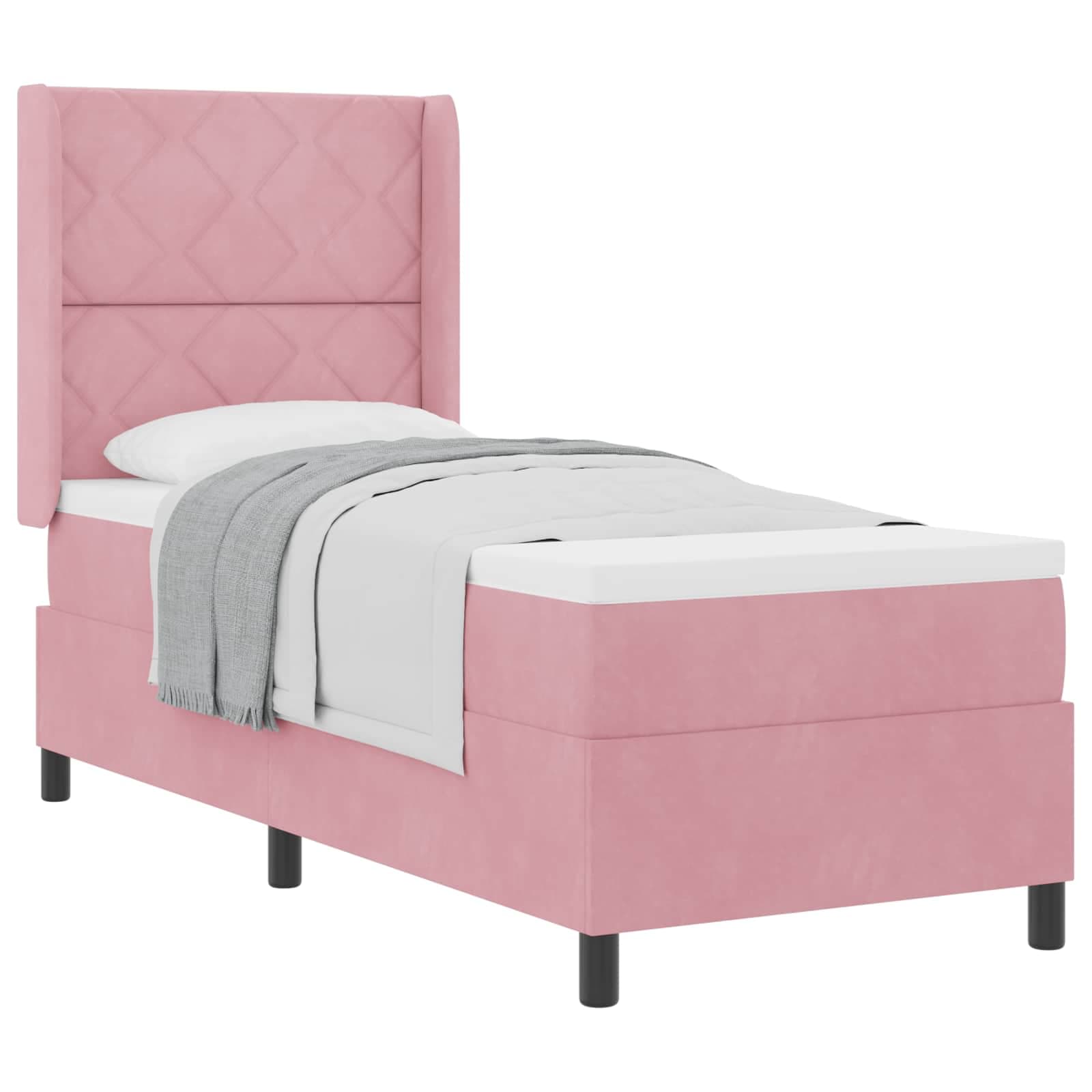 vidaXL Cama Box com colchão com cabeceira Rosa 80 x 200 cm Veludo