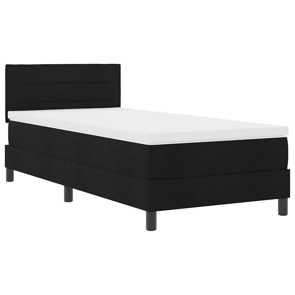 vidaXL Cama Box com colchão com led Preto 80 x 200 cm tecido