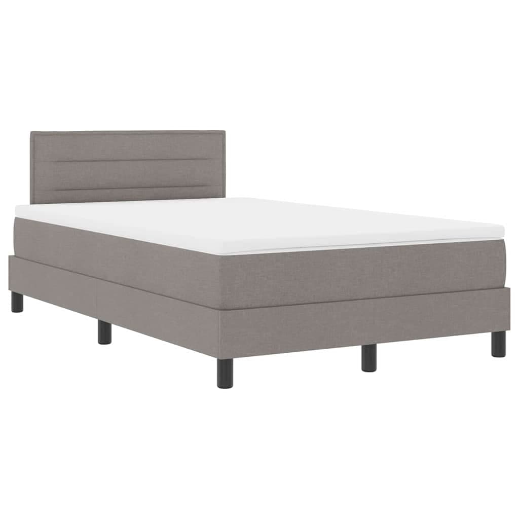 vidaXL Cama Box com Colchão e led Taupe 120x200 cm Tecido - 3387192901