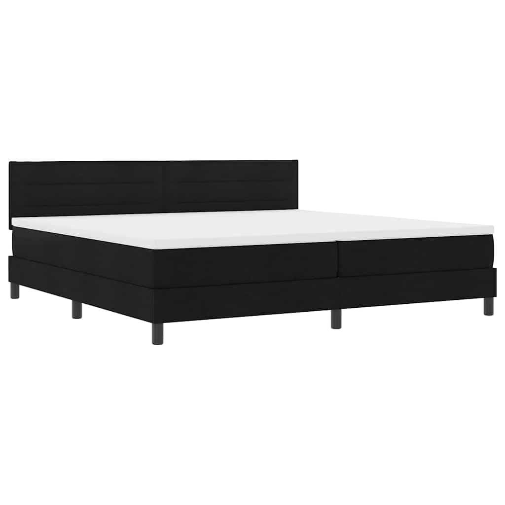 vidaXL Cama Box com colchão com led Preto 200 x 200 cm tecido