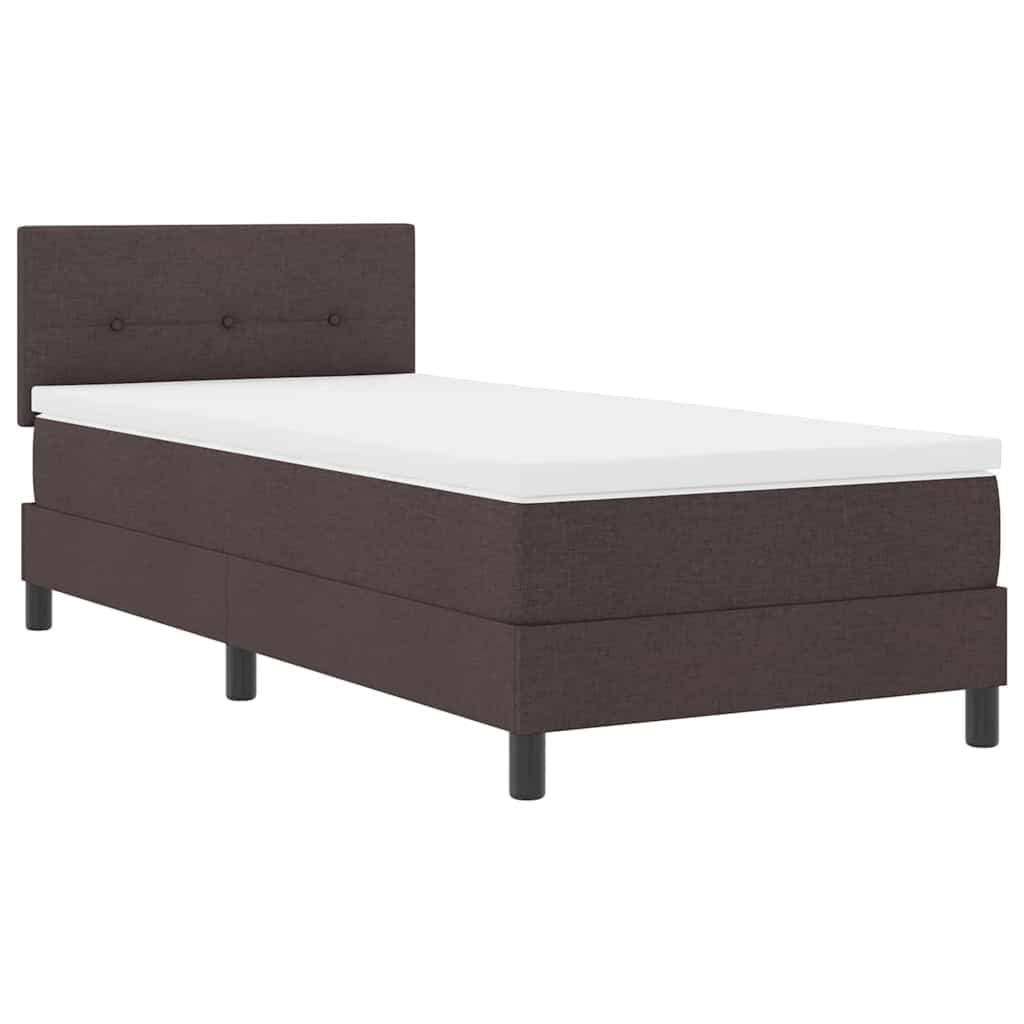vidaXL Estrutura de Cama com Colchão Castanho Escuro Tecido 100 X 200 cm - 3708157923