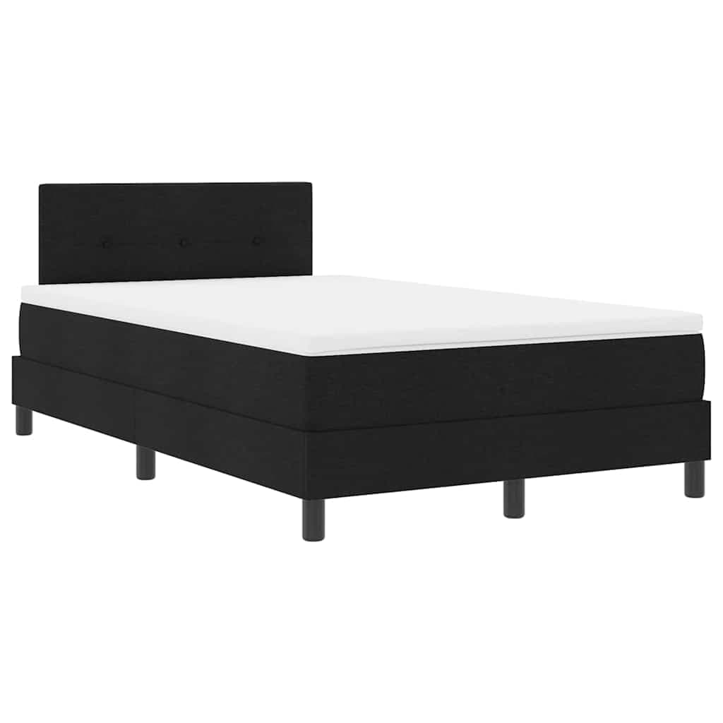 vidaXL Cama Box com colchão com led Preto 120 x 190 cm tecido