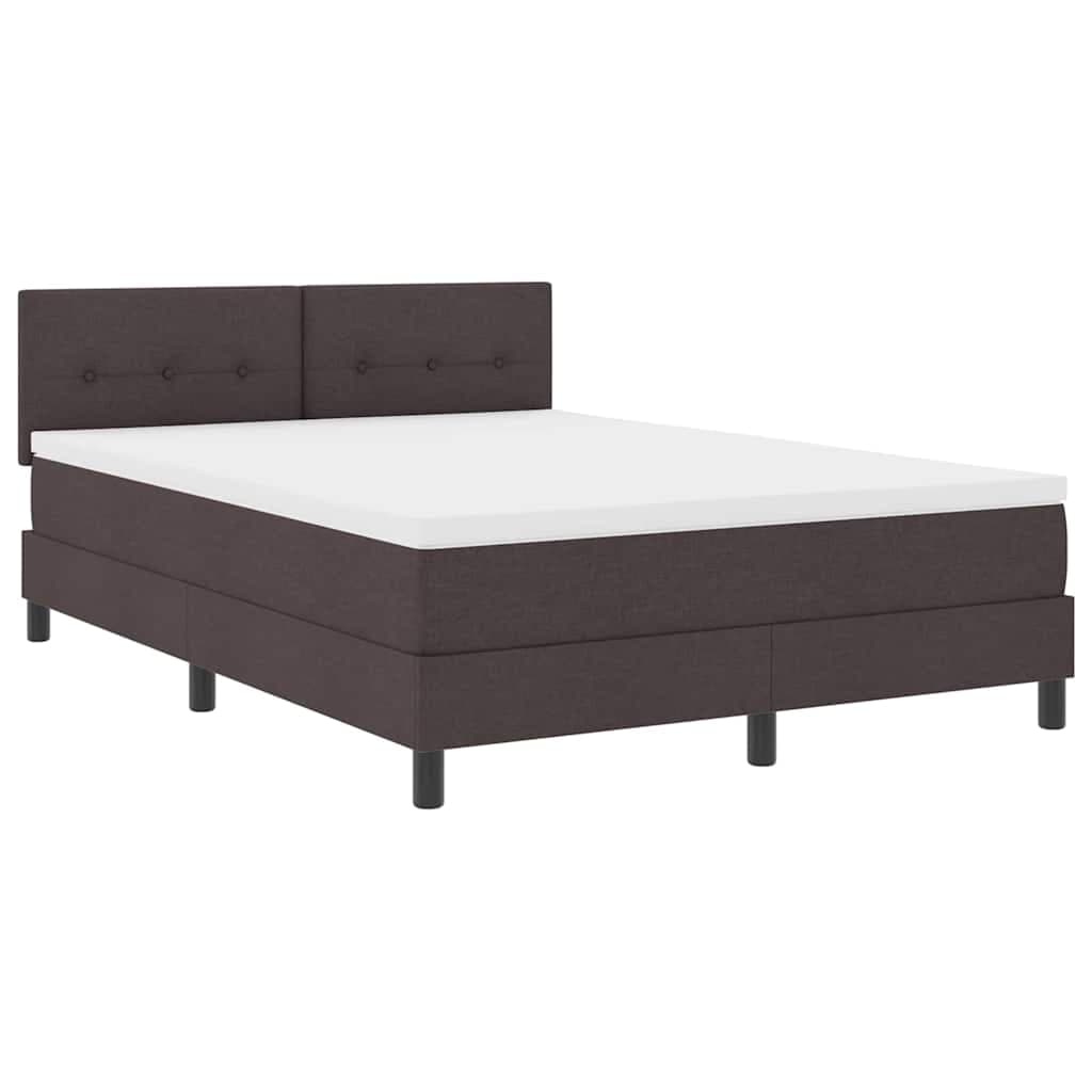 vidaXL Cama Box com colchão com led Marrom Escuro 140 x 190 cm tecido