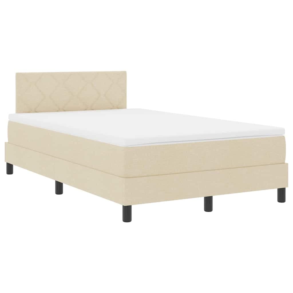 vidaXL Cama Box com Colchão & Luz led Bege 120x200 cm Tecido - 1093129241