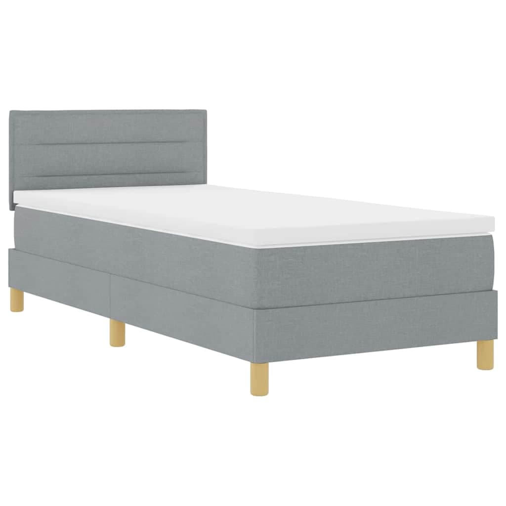 vidaXL Cama Box Spring LED Cinzento-claro 90 x 190 cm tecido