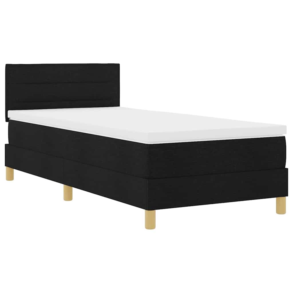 vidaXL Cama Box Spring LED com fitas LED Preto 90 x 190 cm tecido