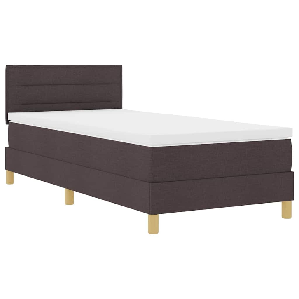 vidaXL Cama Box Spring LED Marrom Escuro 90 x 190 cm tecido