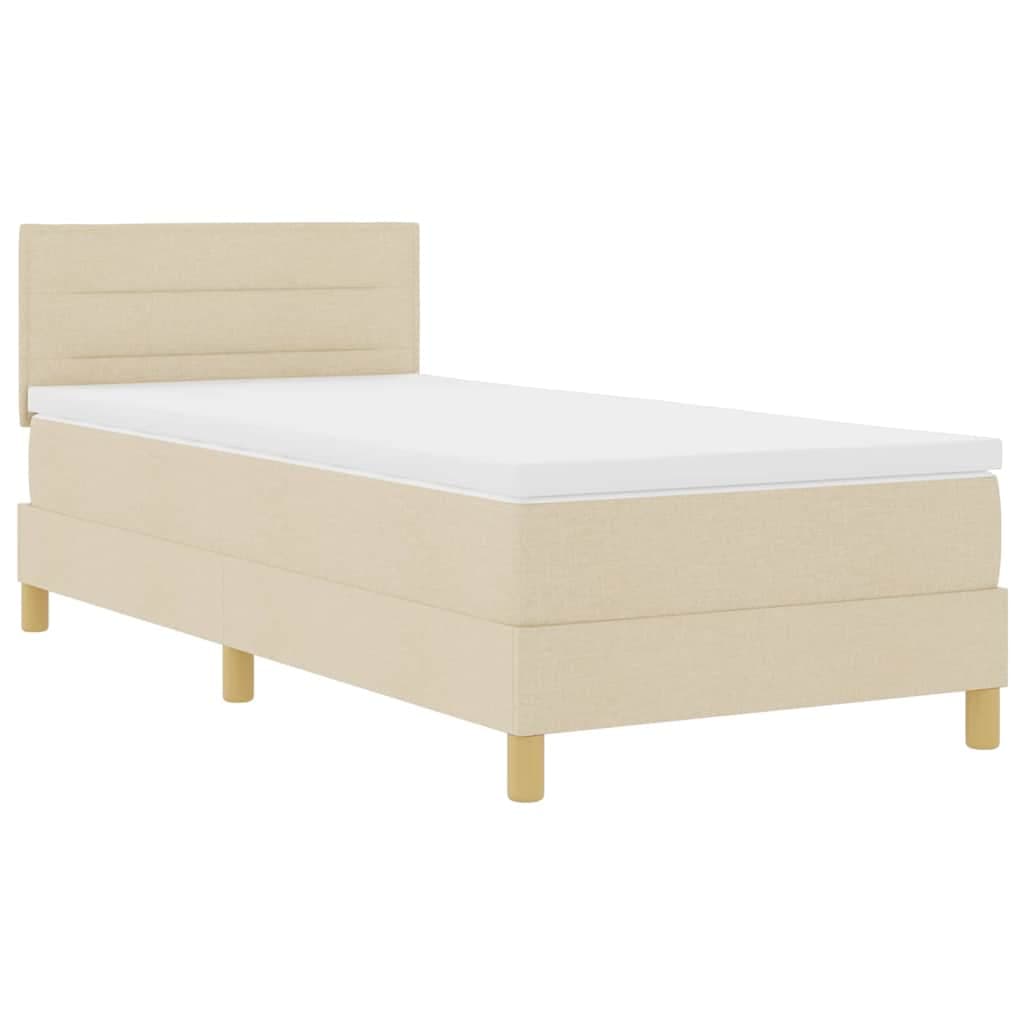 vidaXL Cama Box Spring LED com fitas LED Creme 100 x 200 cm tecido