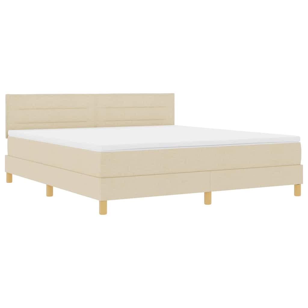 vidaXL Cama Box Spring com Colchão & led Creme 180x200 cm Tecido - 814697121