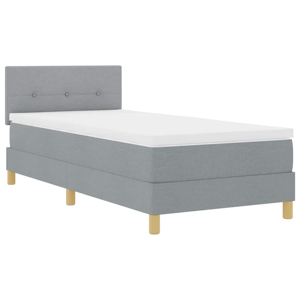 vidaXL Cama Box Spring com Colchão & led Cinza Claro 100x200 cm Tecido - 3825395565