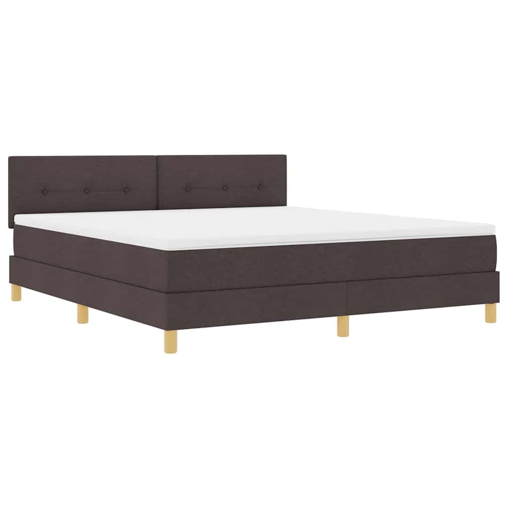 vidaXL Cama Box Spring LED Marrom Escuro 180 x 200 cm tecido