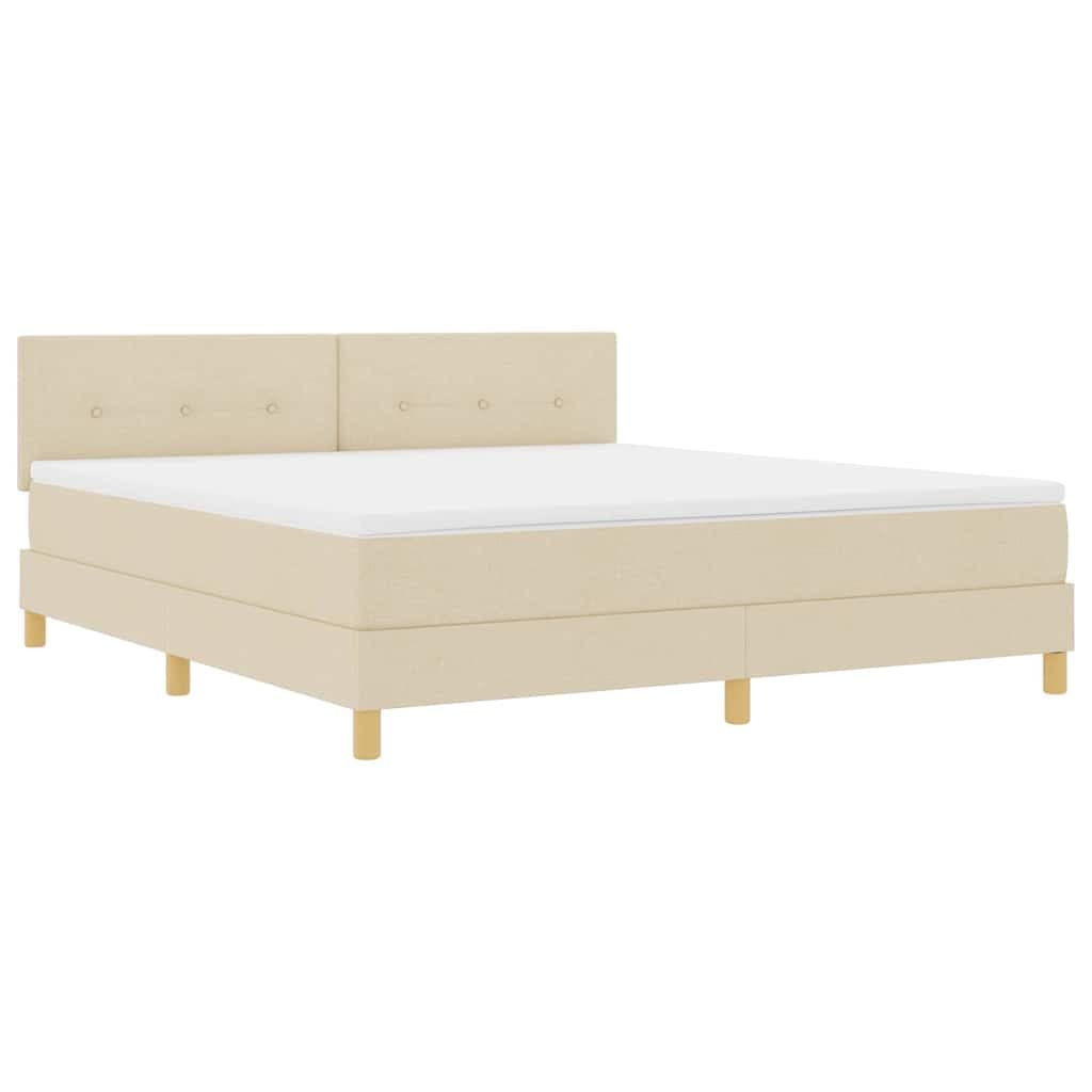 vidaXL Cama Box Spring com Colchão & led Creme 180x200 cm Tecido - 891806729