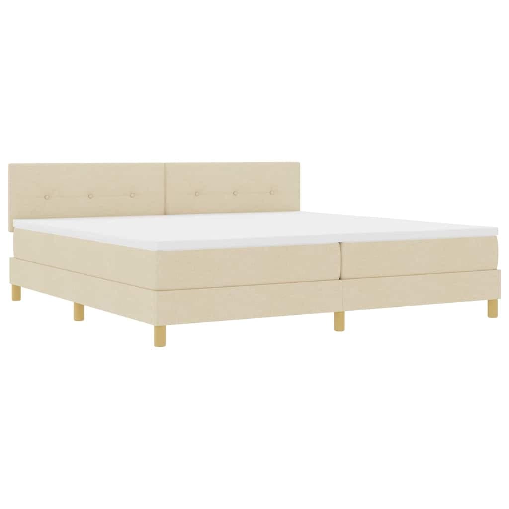 vidaXL Cama Box Spring LED com almofada Creme 200 x 200 cm tecido