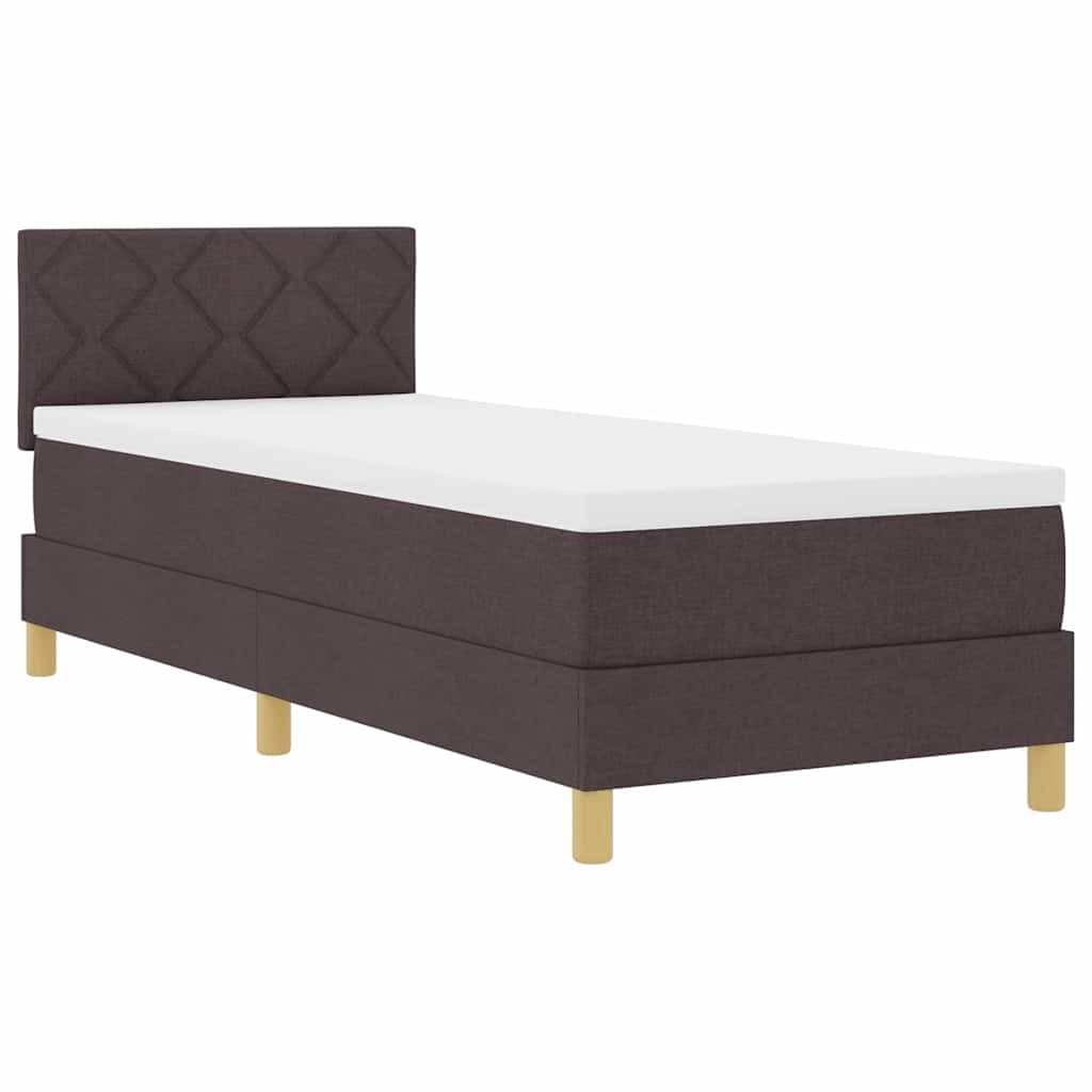 vidaXL Cama Box Spring LED Marrom Escuro 80 x 200 cm tecido