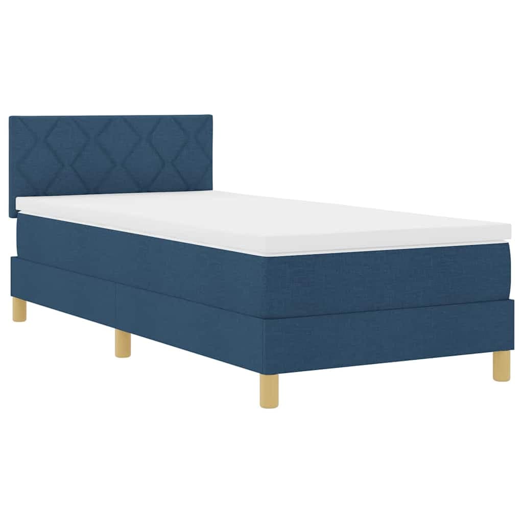 vidaXL Cama Box Spring LED com almofada Azul 90 x 190 cm tecido