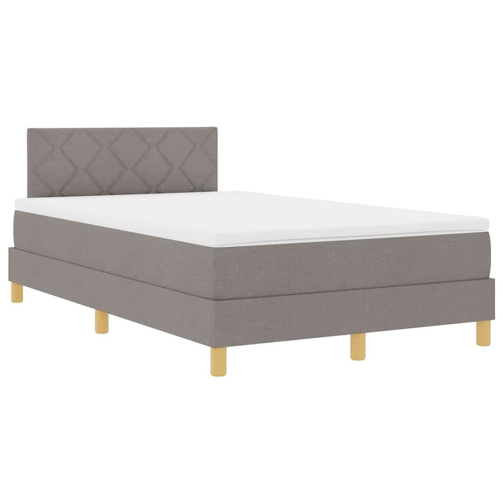 vidaXL Cama Box Spring LED Cinzento-acastanhado 120 x 200 cm tecido