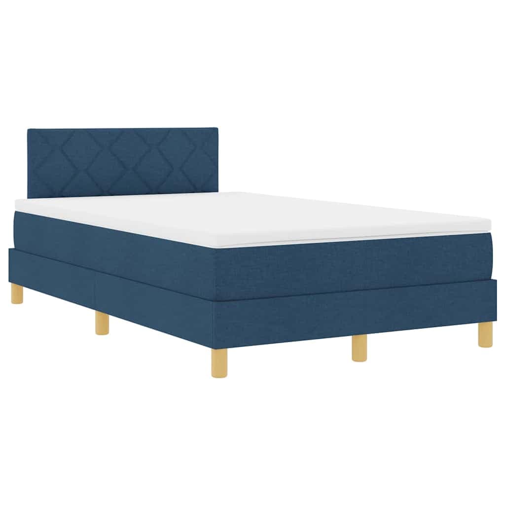 vidaXL Cama Box Spring LED com fitas LED Azul 120 x 200 cm tecido