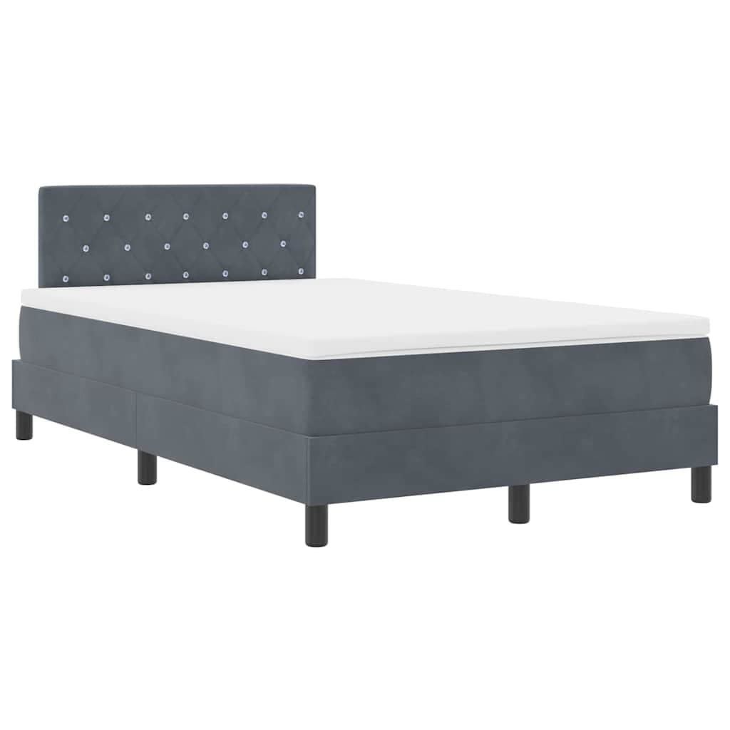 vidaXL Cama Box Spring LED com led Cinza Escuro 120 x 190 cm Veludo