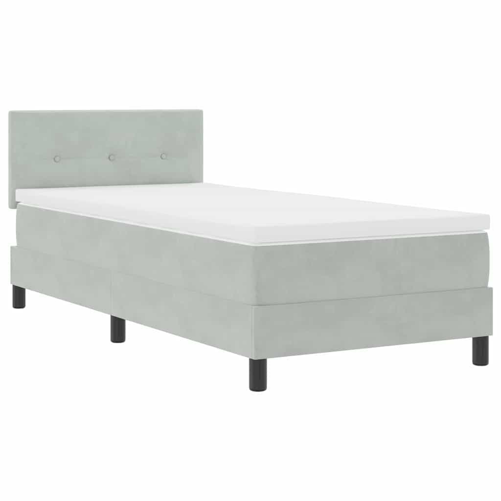 vidaXL Cama Box Spring LED com led Cinzento-claro 90 x 190 cm Veludo