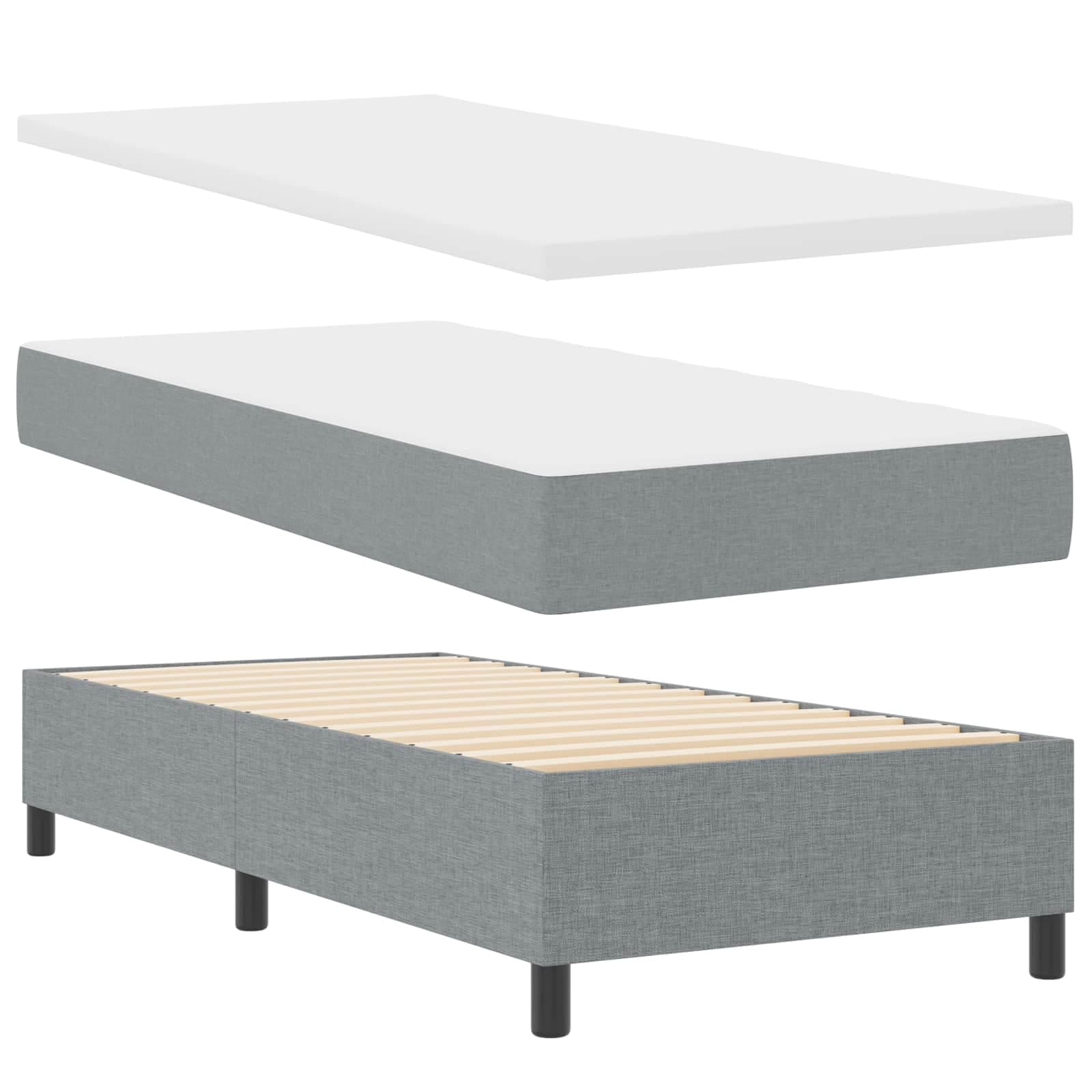 vidaXL Cama Box com colchão com led Cinzento-claro 80 x 200 cm tecido
