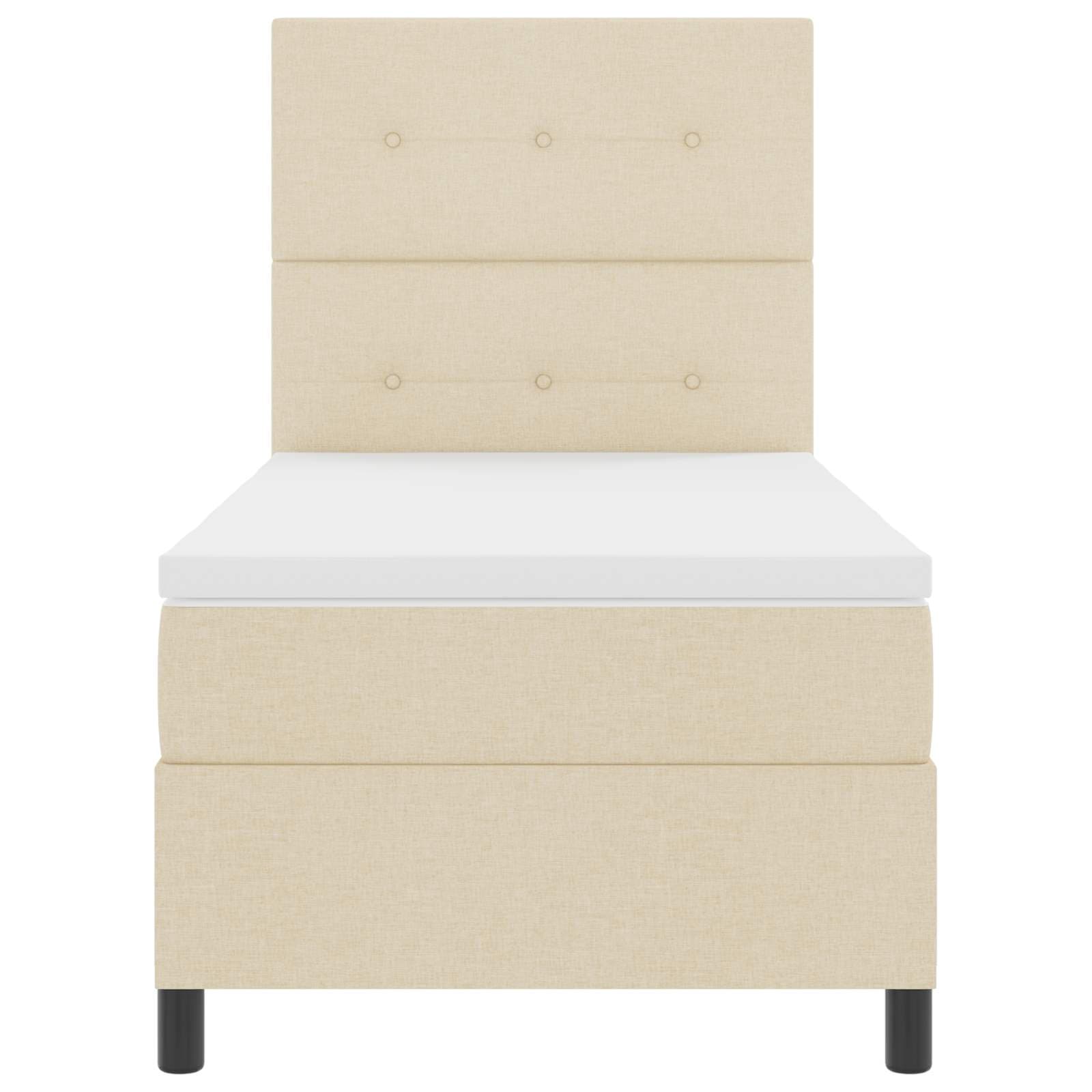 vidaXL Cama Box com colchão com led Creme 90 x 190 cm tecido