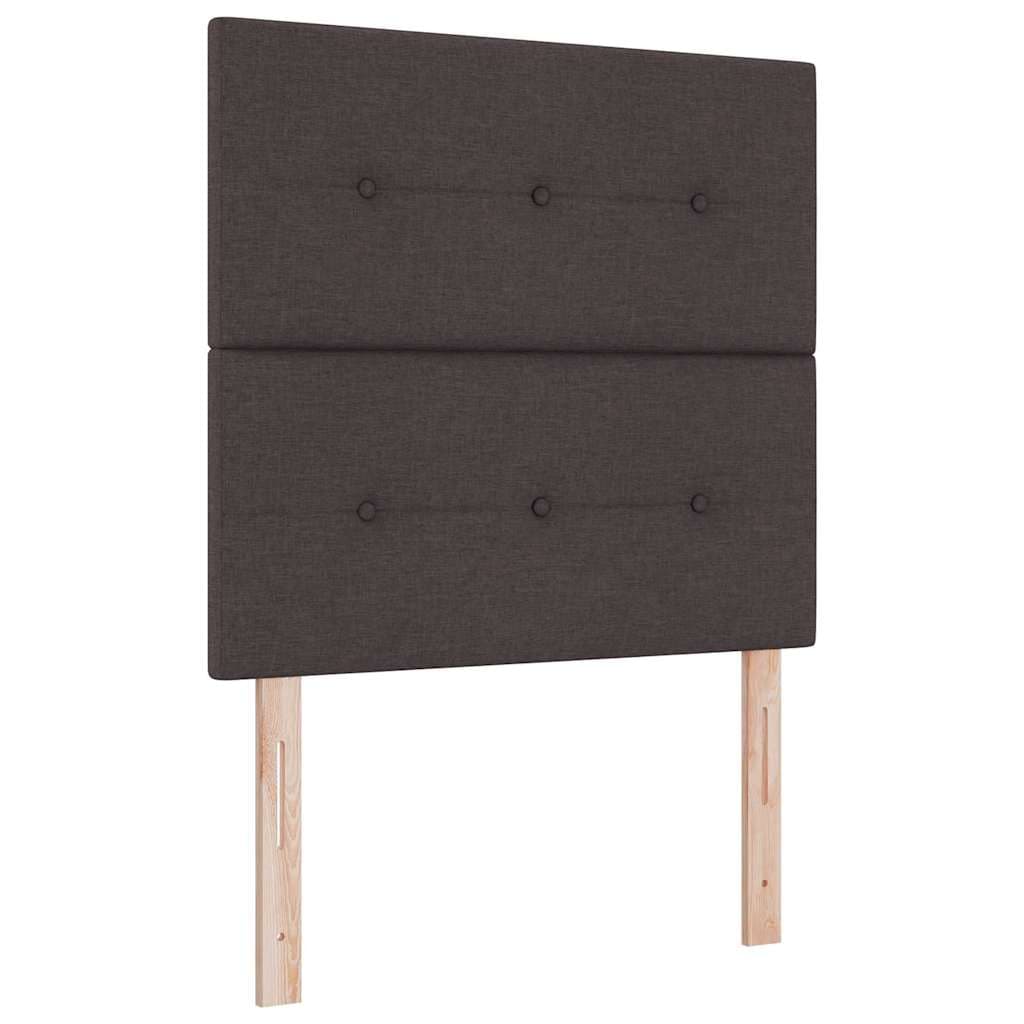 vidaXL Cama Box com Colchão & led Castanho Escuro 90x200 cm Tecido - 3758431939